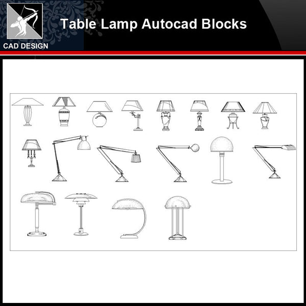 ★【 Modern Table Lamp Autocad Blocks】-All kinds of Autocad Blocks Collection - Architecture Autocad Blocks,CAD Details,CAD Drawings,3D Models,PSD,Vector,Sketchup Download