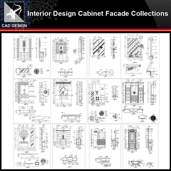 ★【Interior Design Cabinet Facade Autocad Drawings】Cabinet CAD Elevation Bundle - Architecture Autocad Blocks,CAD Details,CAD Drawings,3D Models,PSD,Vector,Sketchup Download