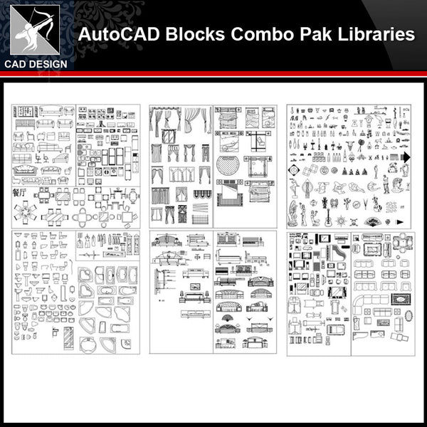 ★【Autocad Blocks Combo Pak Libraries V.2】All kinds of CAD blocks Bundle - Architecture Autocad Blocks,CAD Details,CAD Drawings,3D Models,PSD,Vector,Sketchup Download