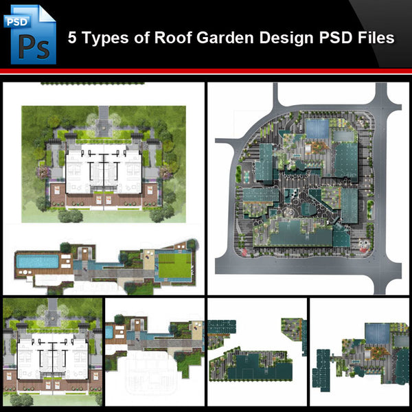 ★Photoshop PSD Files-5 Types of Roof Garden Design PSD Files (Total 1.89GB) - Architecture Autocad Blocks,CAD Details,CAD Drawings,3D Models,PSD,Vector,Sketchup Download