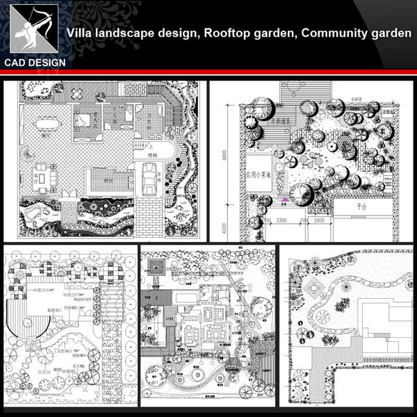 ★【Villa Landscape design,Rooftop garden,Community garden CAD Drawings Bundle V.2】All kinds of Landscape design CAD Drawings - Architecture Autocad Blocks,CAD Details,CAD Drawings,3D Models,PSD,Vector,Sketchup Download
