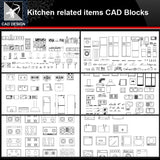 ★【Kitchen related items Autocad Blocks Collections】All kinds of Kitchen CAD Blocks - Architecture Autocad Blocks,CAD Details,CAD Drawings,3D Models,PSD,Vector,Sketchup Download