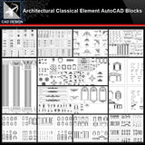 ★【Architectural Classical Element Autocad Blocks V.2】All kinds of architecture decorations CAD blocks Bundle - Architecture Autocad Blocks,CAD Details,CAD Drawings,3D Models,PSD,Vector,Sketchup Download