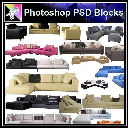 【Photoshop PSD Blocks】Sofa & Chair PSD Blocks V.3 - Architecture Autocad Blocks,CAD Details,CAD Drawings,3D Models,PSD,Vector,Sketchup Download