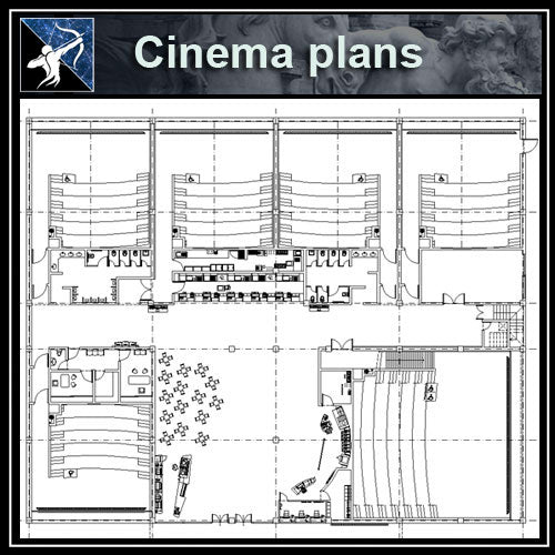 【Architecture CAD Projects】Cinema CAD Drawings ,CAD Blocks,Details - Architecture Autocad Blocks,CAD Details,CAD Drawings,3D Models,PSD,Vector,Sketchup Download