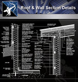 【Roof Details】Roof & Wall Section Details - Architecture Autocad Blocks,CAD Details,CAD Drawings,3D Models,PSD,Vector,Sketchup Download