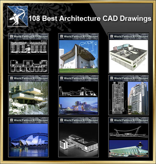 ★【108 World Famous Architecture CAD Drawings Bundle】 - Architecture Autocad Blocks,CAD Details,CAD Drawings,3D Models,PSD,Vector,Sketchup Download