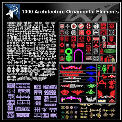 ★【1000 Architecture Ornamental Elements】 - Architecture Autocad Blocks,CAD Details,CAD Drawings,3D Models,PSD,Vector,Sketchup Download