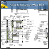 【CAD Details】Public Toilet Sanitary Ware Block CAD Details - Architecture Autocad Blocks,CAD Details,CAD Drawings,3D Models,PSD,Vector,Sketchup Download