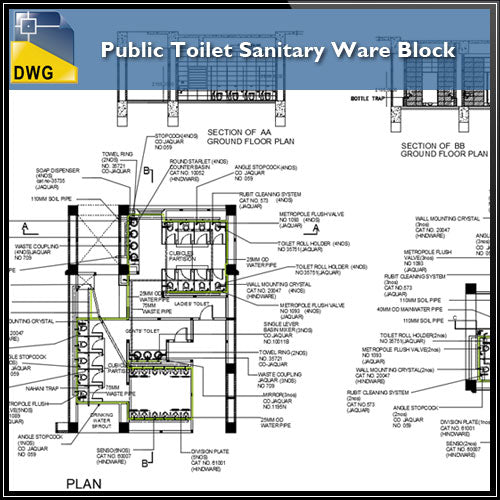 【CAD Details】Public Toilet Sanitary Ware Block CAD Details - Architecture Autocad Blocks,CAD Details,CAD Drawings,3D Models,PSD,Vector,Sketchup Download