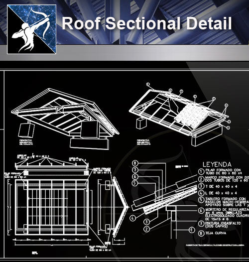 【Roof Details】Free Roof Sectional Detail - Architecture Autocad Blocks,CAD Details,CAD Drawings,3D Models,PSD,Vector,Sketchup Download