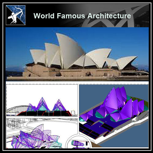 【Famous Architecture Project】The Sydney opera house, australia, by jorn utzon, 3D CAD Drawing-Architectural 3D CAD model - Architecture Autocad Blocks,CAD Details,CAD Drawings,3D Models,PSD,Vector,Sketchup Download