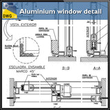 【CAD Details】Aluminium window detail and drawing in autocad dwg files - Architecture Autocad Blocks,CAD Details,CAD Drawings,3D Models,PSD,Vector,Sketchup Download