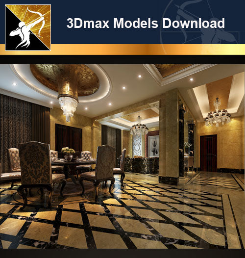 ★Download 3D Max Decoration Models -Dining Room V.18 - Architecture Autocad Blocks,CAD Details,CAD Drawings,3D Models,PSD,Vector,Sketchup Download