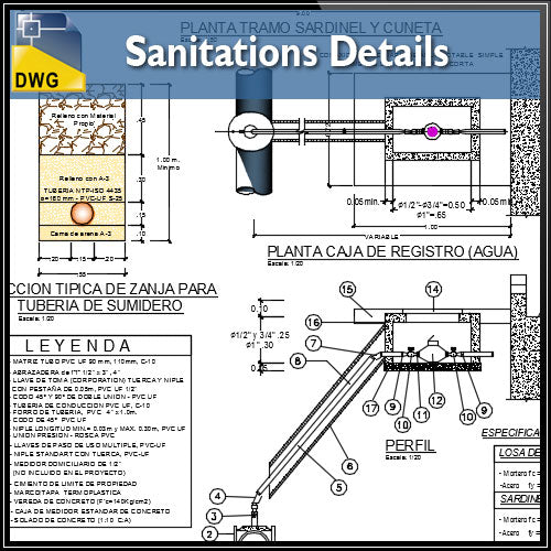 【CAD Details】Sanitations CAD Details - Architecture Autocad Blocks,CAD Details,CAD Drawings,3D Models,PSD,Vector,Sketchup Download