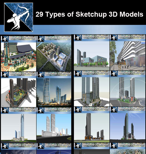 ★Best 29 Types of Large Scale Commercial Building Sketchup 3D Models Collection(Recommanded!!) - Architecture Autocad Blocks,CAD Details,CAD Drawings,3D Models,PSD,Vector,Sketchup Download