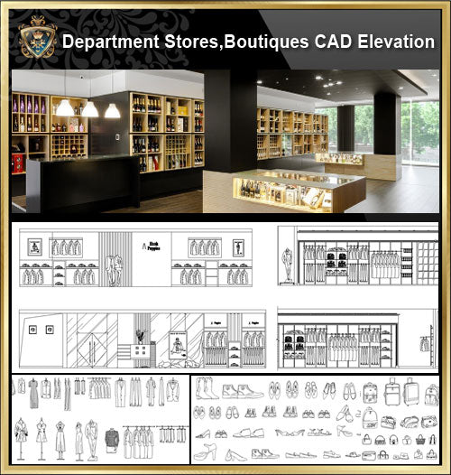 ★【Shopping Centers,Store CAD Design Elevation,Details Elevation Bundle】V.2@Shopping centers, department stores, boutiques, clothing stores, women’s wear, men’s wear, store design-Autocad Blocks,Drawings,CAD Details,Elevation - Architecture Autocad Blocks,CAD Details,CAD Drawings,3D Models,PSD,Vector,Sketchup Download