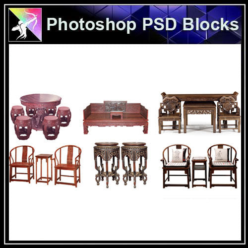 【Photoshop PSD Blocks】Chinese Chair 2 - Architecture Autocad Blocks,CAD Details,CAD Drawings,3D Models,PSD,Vector,Sketchup Download