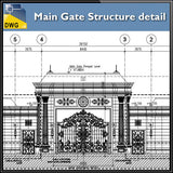 【CAD Details】Main Gate Structure CAD Details - Architecture Autocad Blocks,CAD Details,CAD Drawings,3D Models,PSD,Vector,Sketchup Download