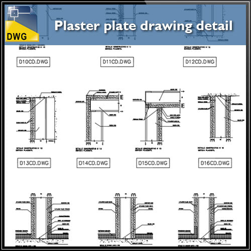 【CAD Details】Plaster plate drawing detail in autocad dwg files - Architecture Autocad Blocks,CAD Details,CAD Drawings,3D Models,PSD,Vector,Sketchup Download