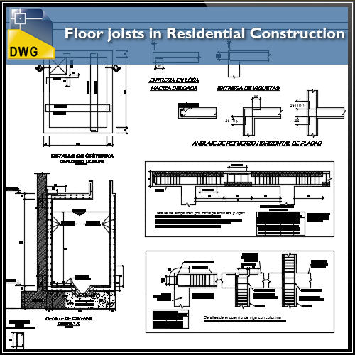 【CAD Details】Floor joists in Residential Construction CAD Details - Architecture Autocad Blocks,CAD Details,CAD Drawings,3D Models,PSD,Vector,Sketchup Download