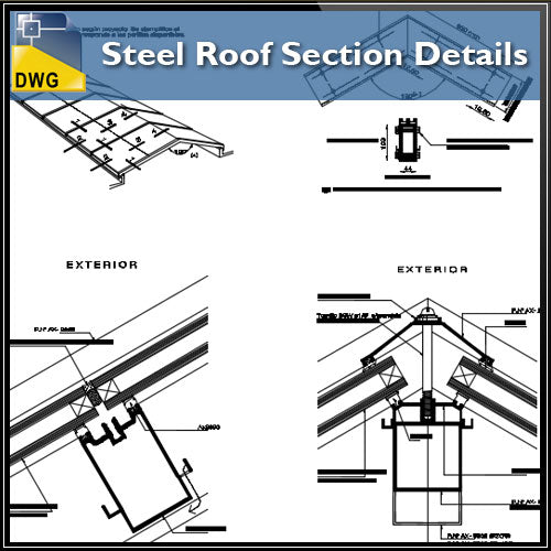 【CAD Details】Steel Roof Section CAD Details - Architecture Autocad Blocks,CAD Details,CAD Drawings,3D Models,PSD,Vector,Sketchup Download
