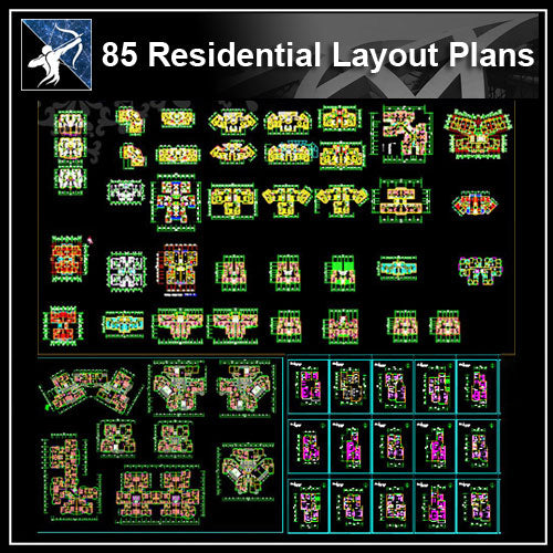 ★【85 Residential Layout Plans CAD Drawings】 - Architecture Autocad Blocks,CAD Details,CAD Drawings,3D Models,PSD,Vector,Sketchup Download