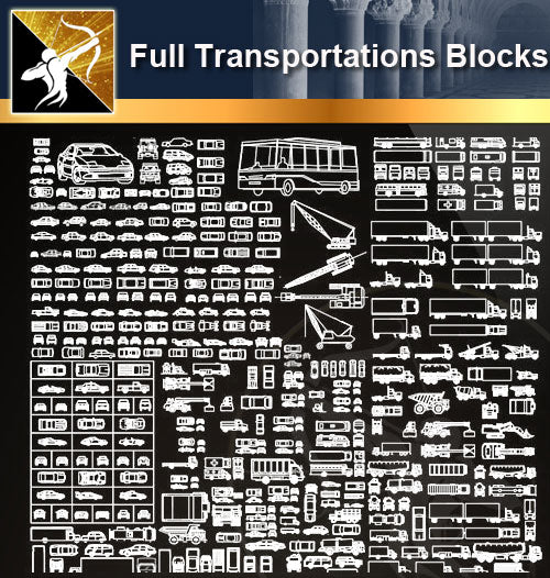 ★Full Transportations Vehicles Lorries - Architecture Autocad Blocks,CAD Details,CAD Drawings,3D Models,PSD,Vector,Sketchup Download
