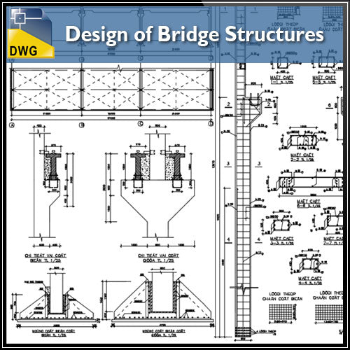 【CAD Details】Design of Bridge Structures CAD Drawings - Architecture Autocad Blocks,CAD Details,CAD Drawings,3D Models,PSD,Vector,Sketchup Download