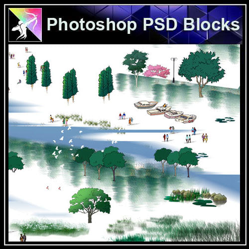【Photoshop PSD Landscape Blocks】Hand-painted Landscape Blocks 4 - Architecture Autocad Blocks,CAD Details,CAD Drawings,3D Models,PSD,Vector,Sketchup Download