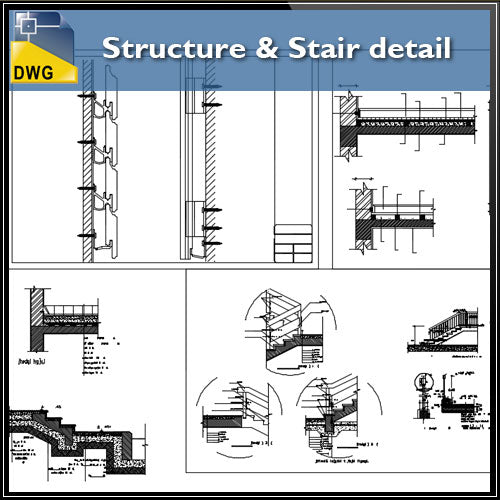 【CAD Details】Structure & Stair CAD Details - Architecture Autocad Blocks,CAD Details,CAD Drawings,3D Models,PSD,Vector,Sketchup Download