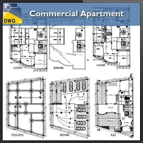 【Architecture CAD Projects】@Commercial Apartment - Architecture Autocad Blocks,CAD Details,CAD Drawings,3D Models,PSD,Vector,Sketchup Download