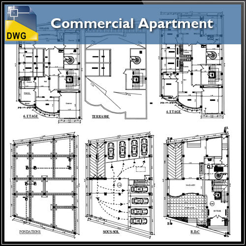 【Architecture CAD Projects】@Commercial Apartment - Architecture Autocad Blocks,CAD Details,CAD Drawings,3D Models,PSD,Vector,Sketchup Download