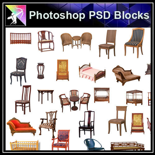 【Photoshop PSD Blocks】Chinese Furniture 2 - Architecture Autocad Blocks,CAD Details,CAD Drawings,3D Models,PSD,Vector,Sketchup Download