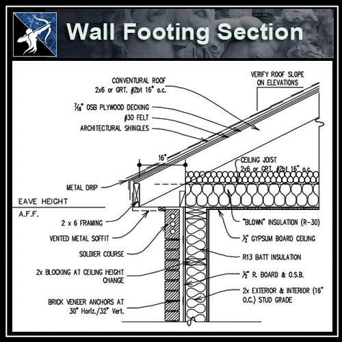 【Architecture Details】Wall Footing Section - Architecture Autocad Blocks,CAD Details,CAD Drawings,3D Models,PSD,Vector,Sketchup Download