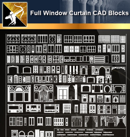 ★Full Windows Curtain Blocks - Architecture Autocad Blocks,CAD Details,CAD Drawings,3D Models,PSD,Vector,Sketchup Download