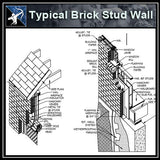 【Architecture Details】Typical Brick Stud Wall (ISO) - Architecture Autocad Blocks,CAD Details,CAD Drawings,3D Models,PSD,Vector,Sketchup Download