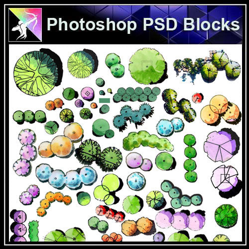 【Photoshop PSD Landscape Blocks】Landscape plan,Tree Blocks - Architecture Autocad Blocks,CAD Details,CAD Drawings,3D Models,PSD,Vector,Sketchup Download