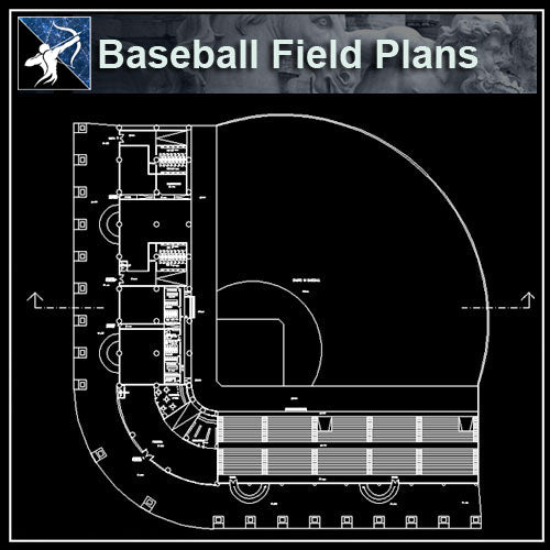 【Architecture CAD Projects】Baseball field CAD plans ,CAD Blocks - Architecture Autocad Blocks,CAD Details,CAD Drawings,3D Models,PSD,Vector,Sketchup Download