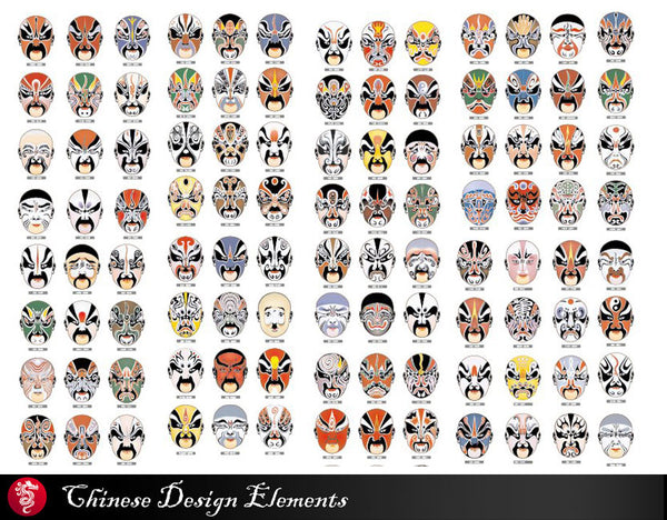 ★104 Types of "Peking Opera,beijing opera" Face Clipart,EPS Vector pattern Design,EPS clipart,tattoo design,Digital Download vector