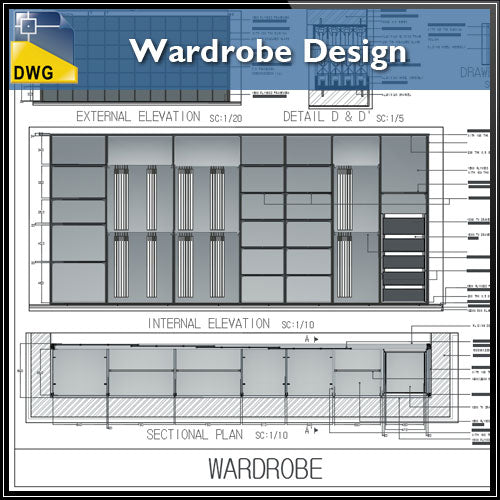 【Interior Design CAD Drawings】@Wardrobe Design CAD Drawings - Architecture Autocad Blocks,CAD Details,CAD Drawings,3D Models,PSD,Vector,Sketchup Download