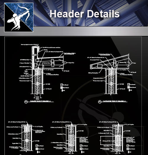 【Roof Details】Header Details - Architecture Autocad Blocks,CAD Details,CAD Drawings,3D Models,PSD,Vector,Sketchup Download