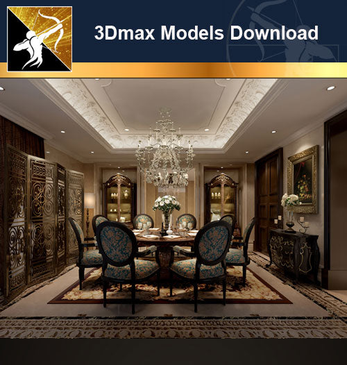 ★Download 3D Max Decoration Models -Dining Room V.14 - Architecture Autocad Blocks,CAD Details,CAD Drawings,3D Models,PSD,Vector,Sketchup Download