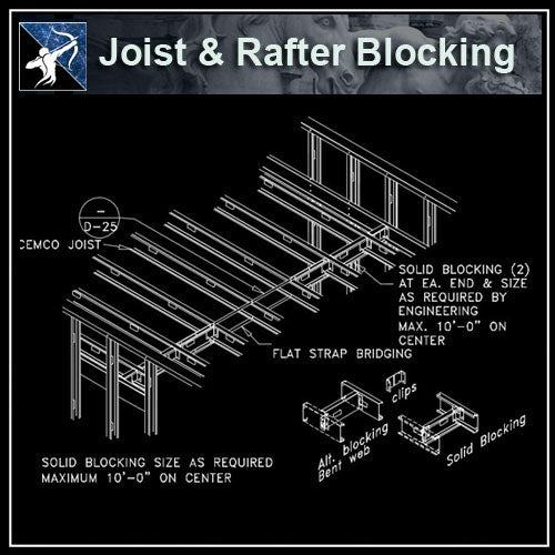 ★Free CAD Details-Joist & Rafter Blocking - Architecture Autocad Blocks,CAD Details,CAD Drawings,3D Models,PSD,Vector,Sketchup Download