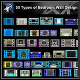 ★【Over 52 Types Bedroom Back Wall Design CAD Drawings】 - Architecture Autocad Blocks,CAD Details,CAD Drawings,3D Models,PSD,Vector,Sketchup Download