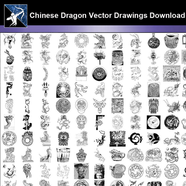 ★Chinese Dragon Vector Drawings Download -Vector file Download - Architecture Autocad Blocks,CAD Details,CAD Drawings,3D Models,PSD,Vector,Sketchup Download