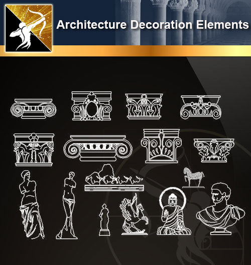 ★Architectural Decorative CAD Elements 01 - Architecture Autocad Blocks,CAD Details,CAD Drawings,3D Models,PSD,Vector,Sketchup Download