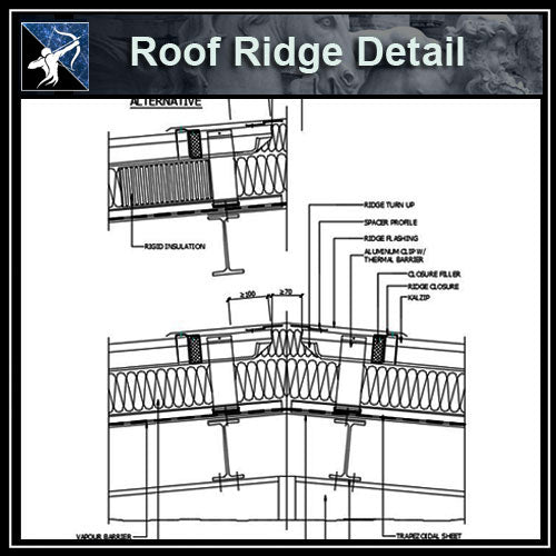 ★Free CAD Details-Roof Ridge Detail - Architecture Autocad Blocks,CAD Details,CAD Drawings,3D Models,PSD,Vector,Sketchup Download