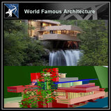 【World Famous Architecture CAD Drawings】Fallingwater of Frank Lloyd Wright  -CAD 3D Drawings - Architecture Autocad Blocks,CAD Details,CAD Drawings,3D Models,PSD,Vector,Sketchup Download
