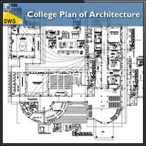 【Architecture CAD Projects】@College Plan of Architecture Design CAD Drawings - Architecture Autocad Blocks,CAD Details,CAD Drawings,3D Models,PSD,Vector,Sketchup Download